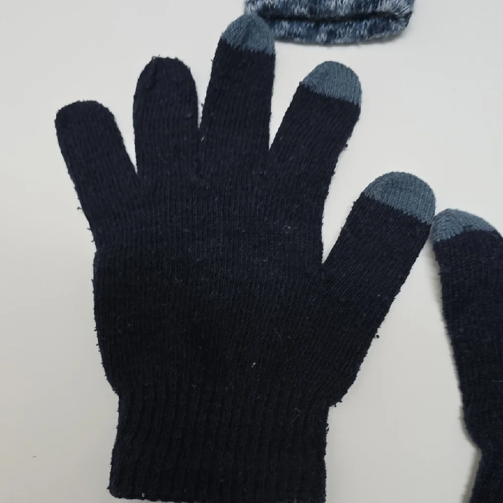 SO Set of Two Pairs of Knit Gloves - Navy Blue